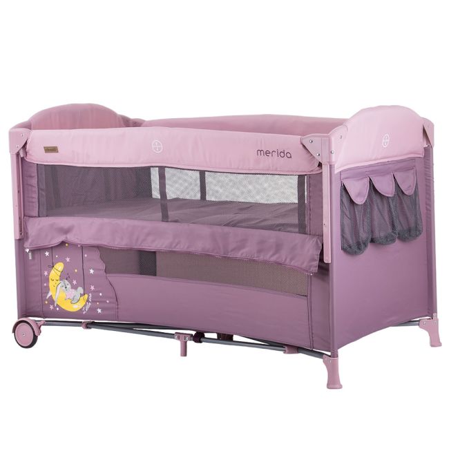 Patut pliabil chipolino merida blush cu laterala culisanta hubkosimer0227bh