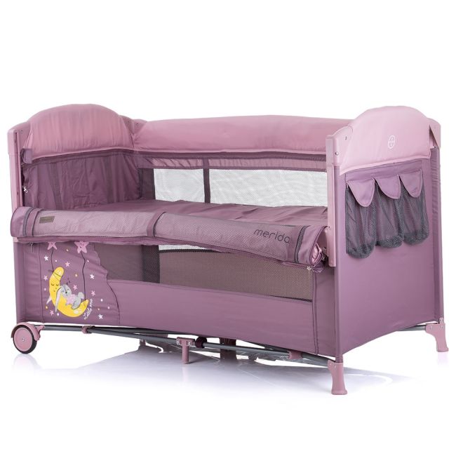 Patut pliabil chipolino merida blush cu laterala culisanta hubkosimer0227bh