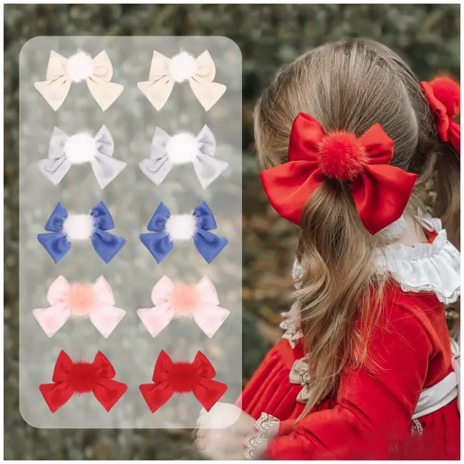 Set 2 clame pentru fetite - Fundita cu pufulet MD21003