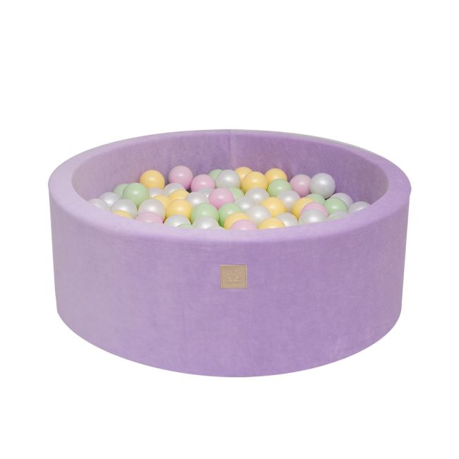 Piscina Uscata Cu 250 De Bile (pastel Roz Si Galben, Verde Deschis, Alb Perlat) Meowbaby  , Hocus Crocus, 90x30 Cm, Catifea Lila Pjbb001033