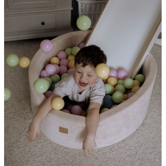 Piscina Uscata Cu 250 De Bile (pastel Roz Si Galben, Verde Deschis) Meowbaby  , Spring, 90x30 Cm, Catifea Ecru Pjbb001032