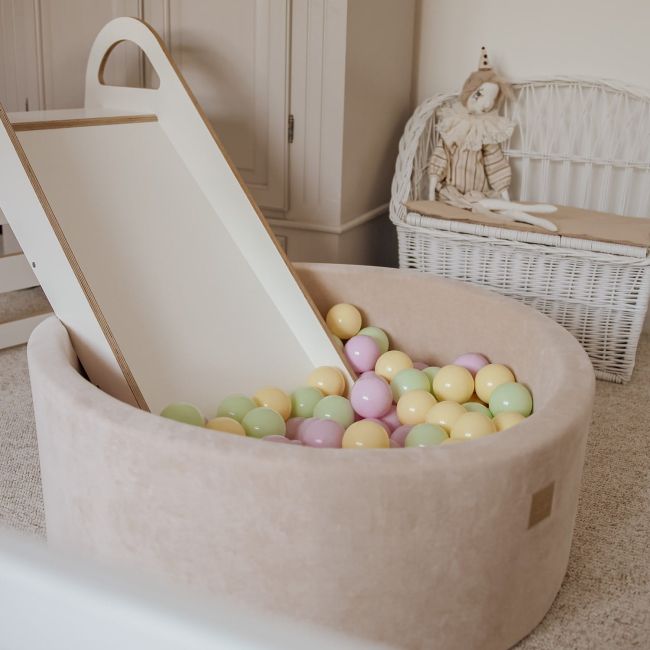 Piscina Uscata Cu 250 De Bile (pastel Roz Si Galben, Verde Deschis) Meowbaby  , Spring, 90x30 Cm, Catifea Ecru Pjbb001032