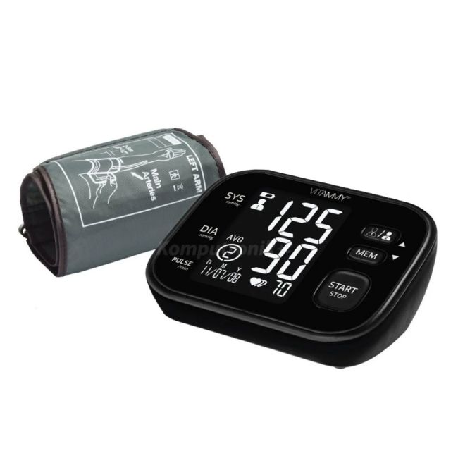 Tensiometru electronic de brat VITAMMY Super Cosmo, manseta 22-42 cm, Negru-Alb BITsupercosmonegru