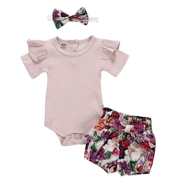 Costumas cu body si pantaloni scurti - Purple flower MB02-007-cd