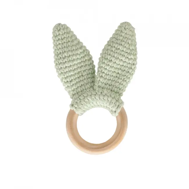 Jucarie dentitie din bumbac cu inel din lemn BabyJem Amigurumi (Culoare: Galben) JEMbj_6512