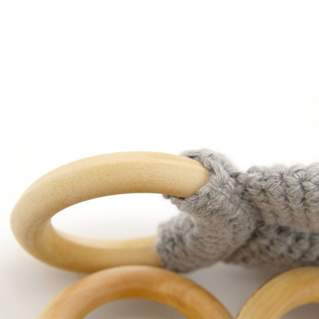 Jucarie dentitie din bumbac cu inel din lemn BabyJem Amigurumi (Culoare: Verde) JEMbj_6513