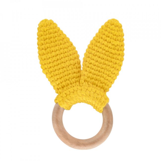Jucarie dentitie din bumbac cu inel din lemn BabyJem Amigurumi (Culoare: Verde) JEMbj_6513