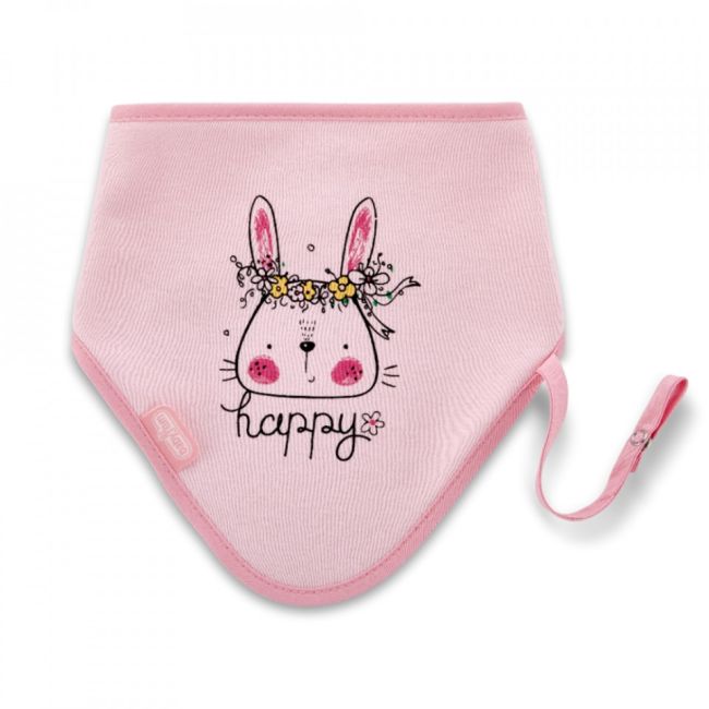 Baveta cu suport suzeta BabyJem Triangle (Culoare: Roz) JEMbj_4171