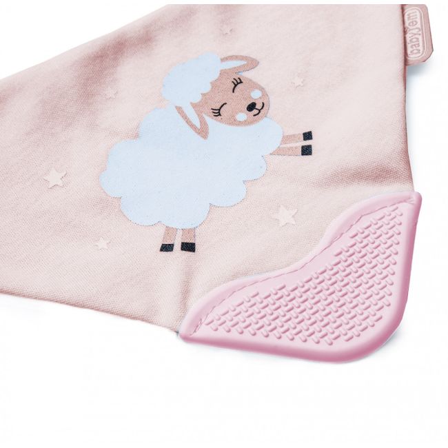 Baveta triunghi cu accesoriu dentitie BabyJem Cowboy Bib (Culoare: Roz) JEMbj_3741