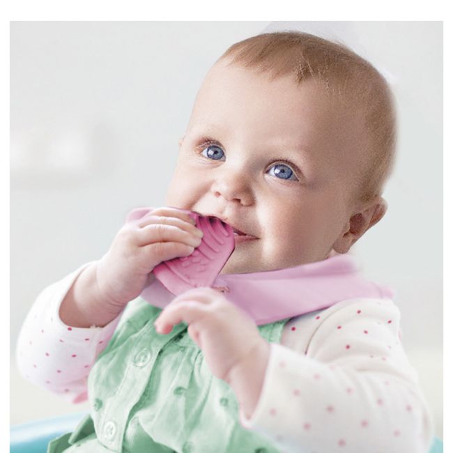 Baveta triunghi cu accesoriu dentitie BabyJem Cowboy Bib (Culoare: Roz) JEMbj_3741