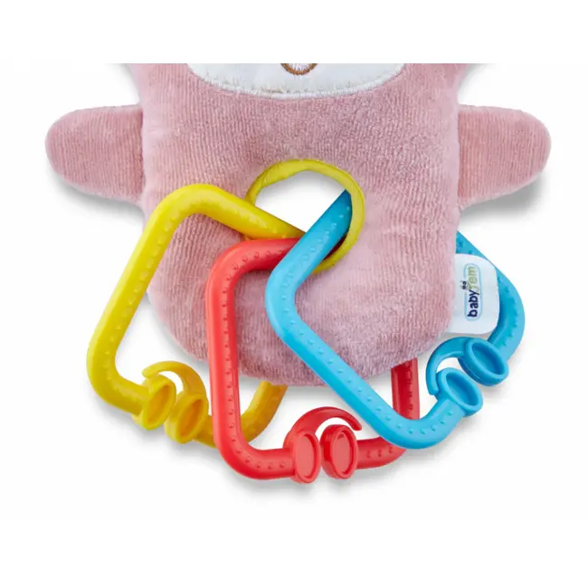 Jucarie din plus pentru bebelusi cu inele dentitie BabyJem Funny Monkey (Culoare: Roz) JEMbj_6932