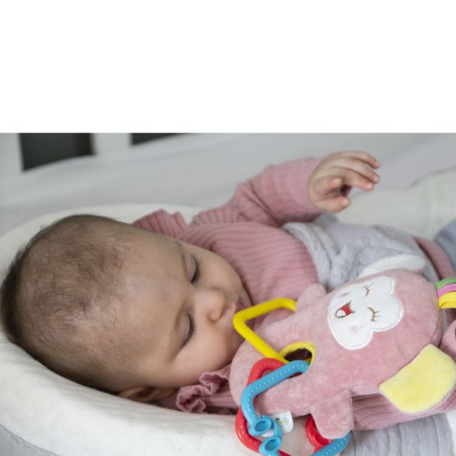 Jucarie din plus pentru bebelusi cu inele dentitie BabyJem Funny Monkey (Culoare: Roz) JEMbj_6932