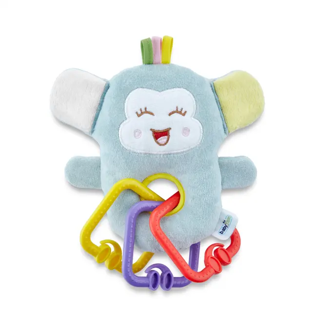 Jucarie din plus pentru bebelusi cu inele dentitie BabyJem Funny Monkey (Culoare: Roz) JEMbj_6932