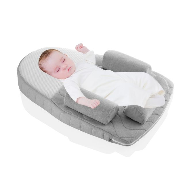 Salteluta plan inclinat si saculet cu samburi de cirese BabyJem 70x43 cm Velvet (Culoare: Gri) JEMbj_4261
