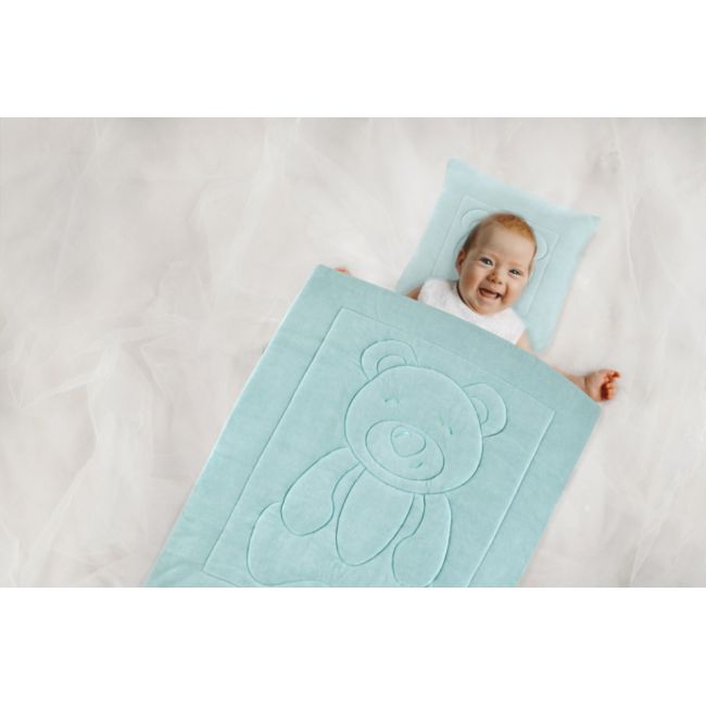 Set pernuta BabyJem Bear Green si paturica din plus (Culoare: Verde) JEMbj_6641