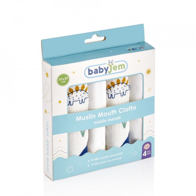 Set prosopel BabyJem pentru alaptare din muselina (Model: Dino) JEMbj_3781