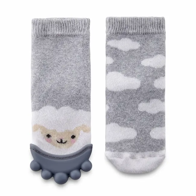 Sosete cu accesoriu dentitie BabyJem Teether Socks (Culoare: Bleu) JEMbj_6522