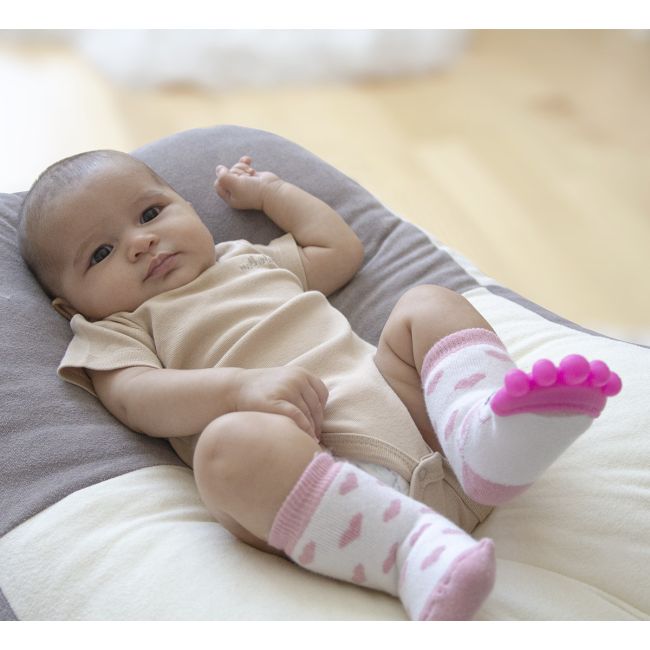 Sosete cu accesoriu dentitie BabyJem Teether Socks (Culoare: Gri) JEMbj_6523