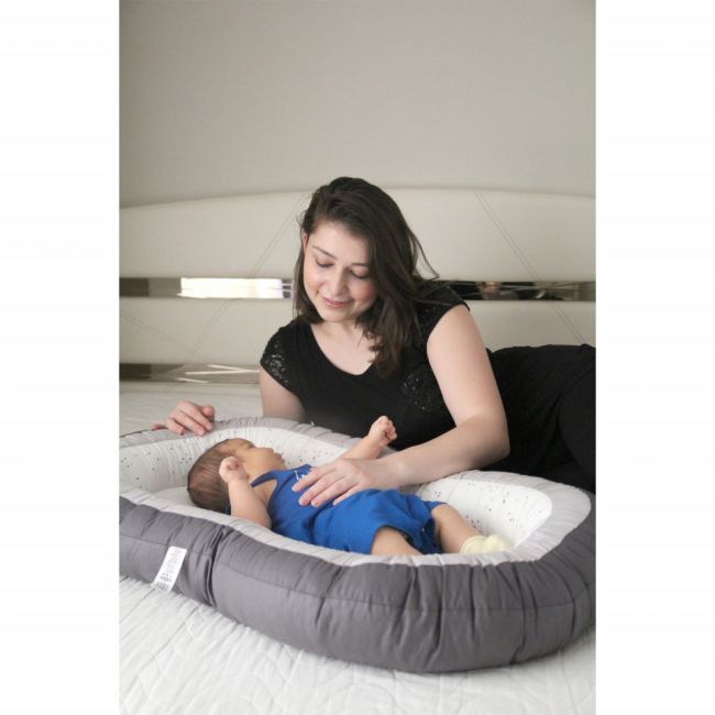 Baby nest cu 2 fete BabyJem Luxury Between Parents (Culoare: Gri) JEMbj_6141