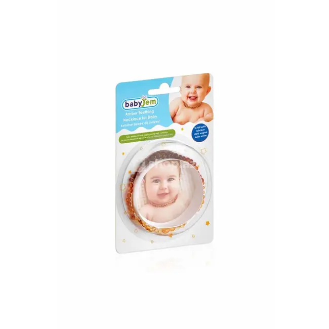 Colier din chihlimbar pentru copii BabyJem (Culoare: Verde) JEMbj_5871