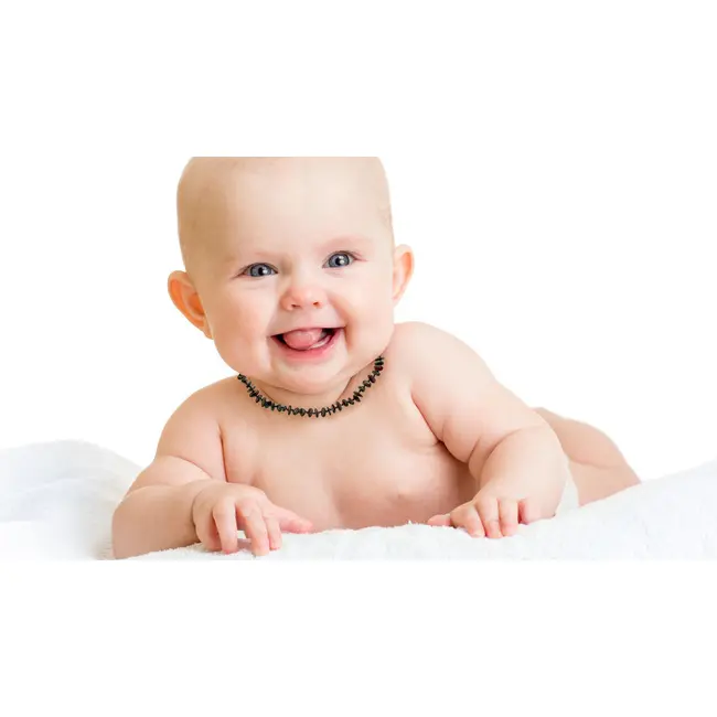 Colier din chihlimbar pentru copii BabyJem (Culoare: Verde) JEMbj_5871