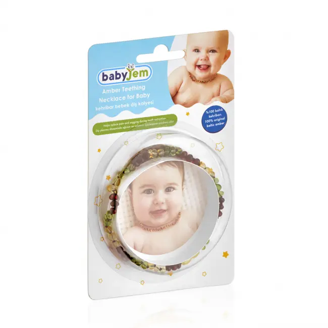 Colier din chihlimbar pentru copii BabyJem (Culoare: Verde) JEMbj_5871