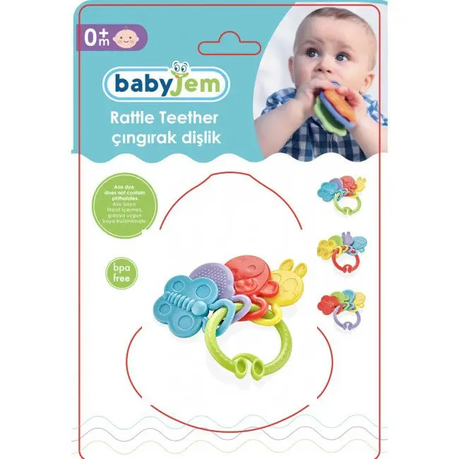 Jucarie dentitie BabyJem Rattle Teether (Culoare: Bleu) JEMbj_6445