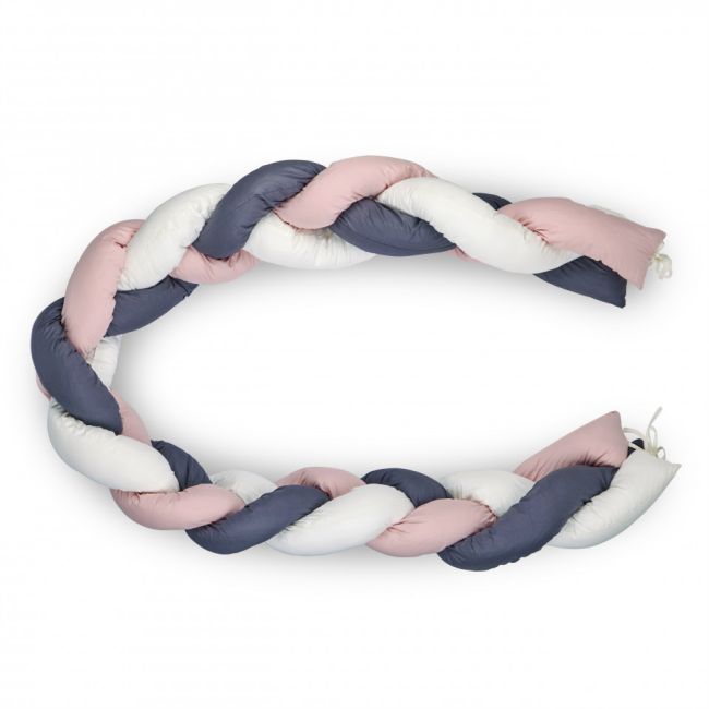 Protectie laterala bumper impletit BabyJem (Culoare: Roz) JEMbj_6701
