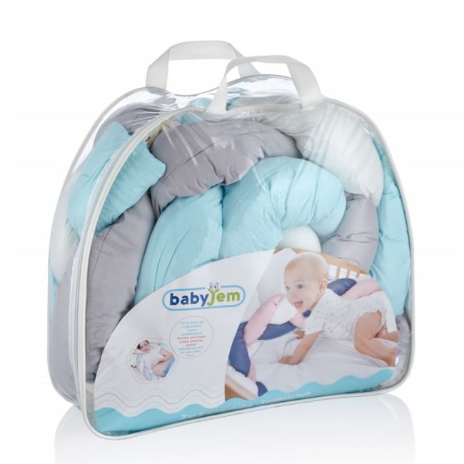 Protectie laterala bumper impletit BabyJem (Culoare: Roz) JEMbj_6701