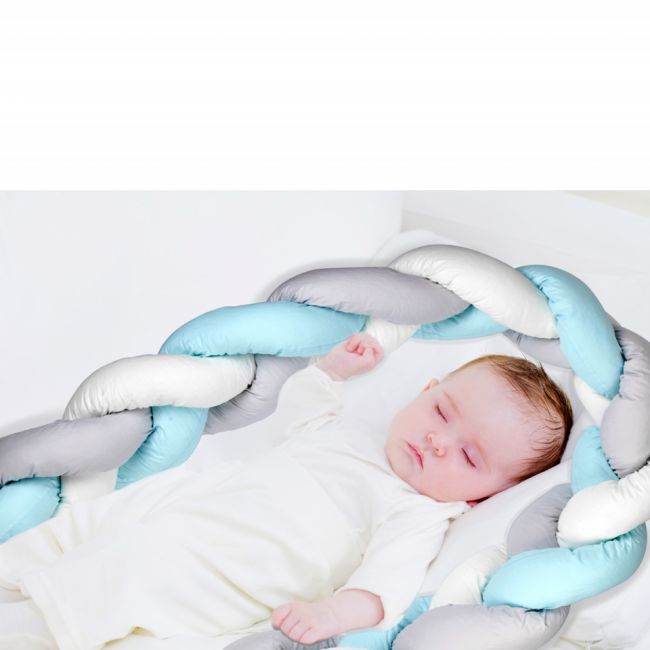 Protectie laterala bumper impletit BabyJem (Culoare: Roz) JEMbj_6701