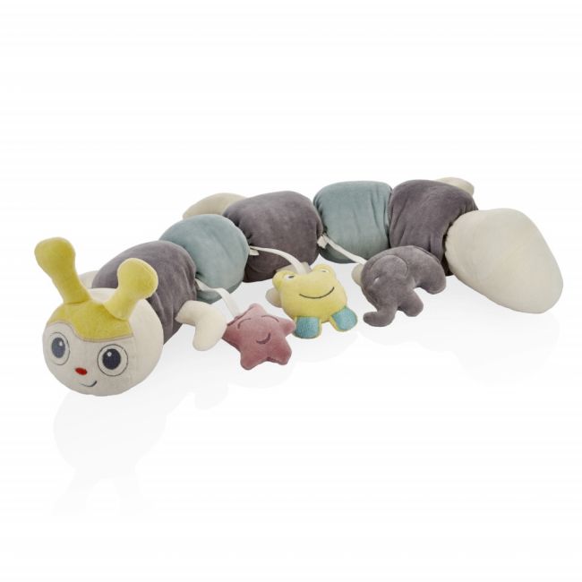 Protectie laterala multifunctionala cu jucarii din plus BabyJem Caterpilar (Culoare: Roz) JEMbj_6752