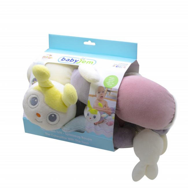 Protectie laterala multifunctionala cu jucarii din plus BabyJem Caterpilar (Culoare: Roz) JEMbj_6752