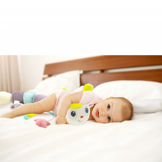 Protectie laterala multifunctionala cu jucarii din plus BabyJem Caterpilar (Culoare: Roz) JEMbj_6752