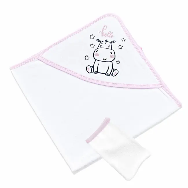 Set prosop cu capison si manusa de baie pentru copii BabyJem (Culoare: Roz) JEMbj_0622