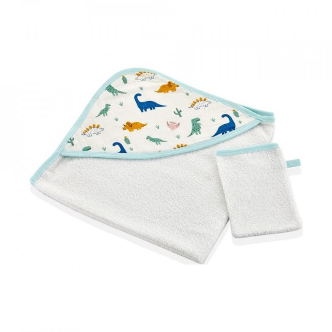 Set prosop si manusa de baie 72x72 cm BabyJem (Model: Dino) JEMbj_0421