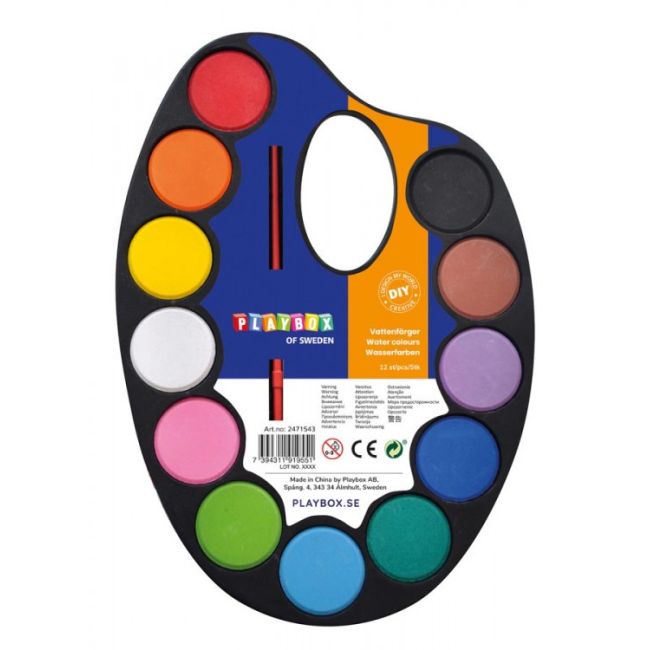 Paleta pictura cu 12 acuarele si pensula - okepb2471543