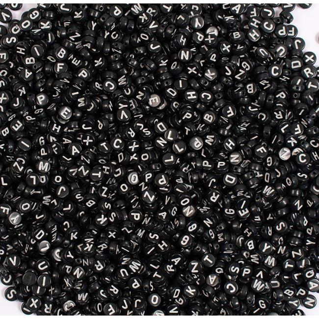 Set 500 margele negre plate cu litere - okepb2471340