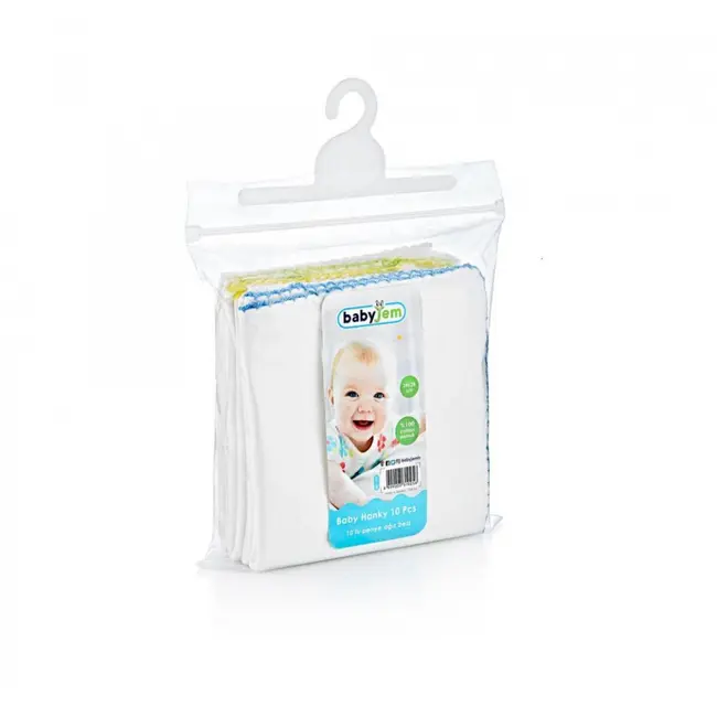 Set 10 batistute din bumbac pentru copii 28x28 cm JEMbj_025