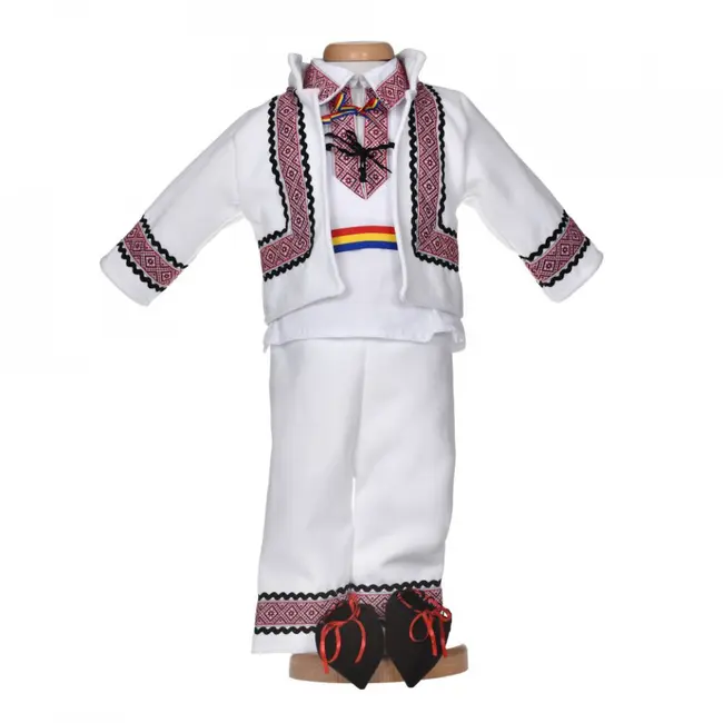Costum national pentru baietel, 5 piese, broderie rosie, Denikos&reg; 1019 NIK5554