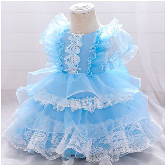 Rochita bleu cu volanase din organza