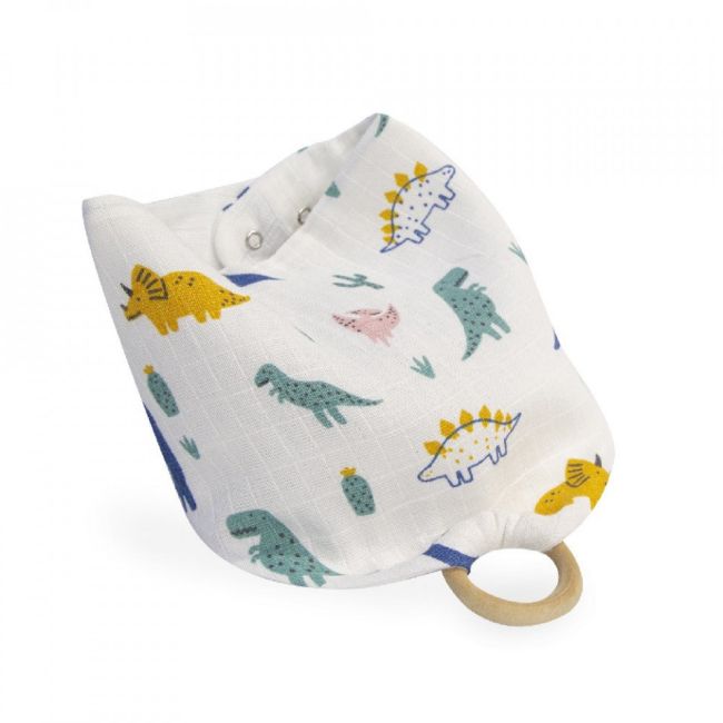 Baveta BabyJem din muselina cu inel din lemn (Model: Zoo) JEMbj_6783