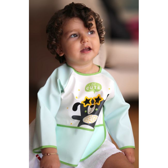 Baveta cu maneci si buzunar BabyJem Polly Bib (Culoare: Bleu) JEMbj_0344