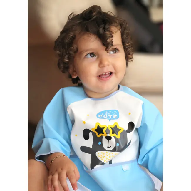 Baveta cu maneci si buzunar BabyJem Polly Bib (Culoare: Roz) JEMbj_0342