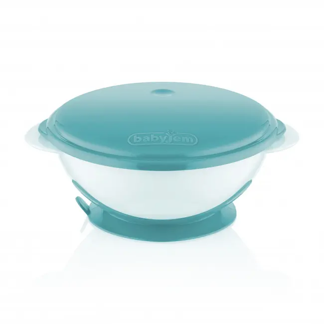 Castron cu ventuza si capac BabyJem (Culoare: Gri) JEMbj_5652