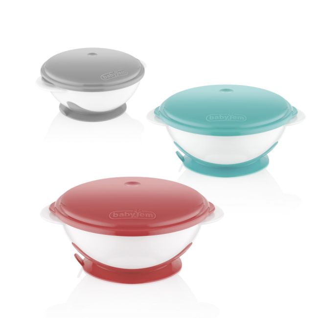 Castron cu ventuza si capac BabyJem (Culoare: Roz) JEMbj_5653