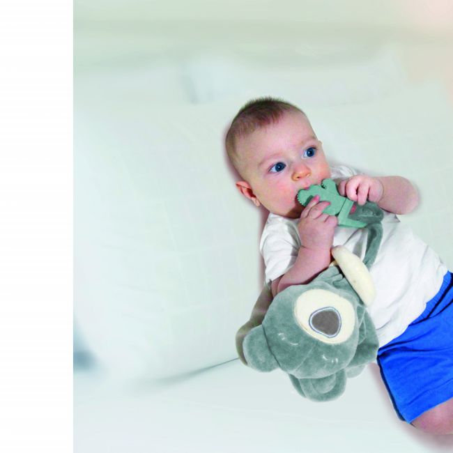 Jucarie atasament cu jucarie dentitie BabyJem Sleeping Friend (Culoare: Gri) JEMbj_6802