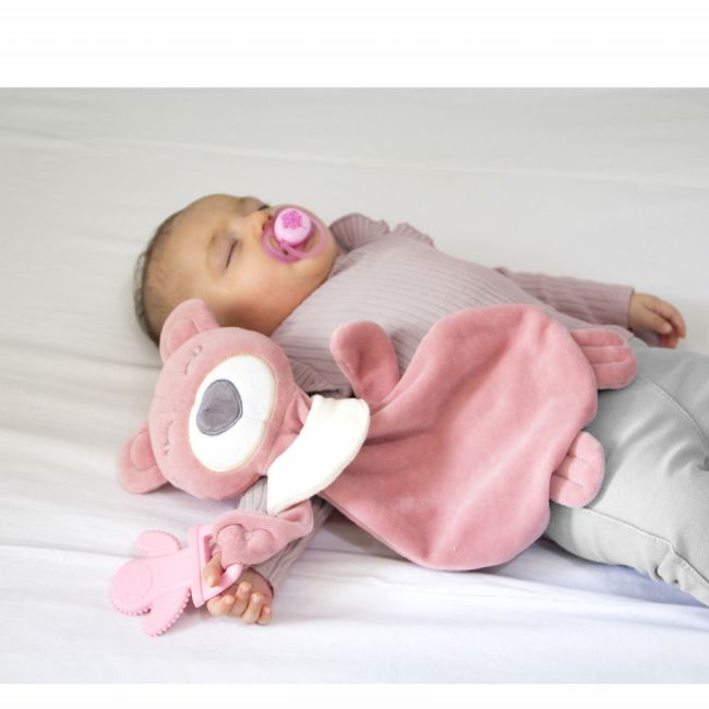 Jucarie atasament cu jucarie dentitie BabyJem Sleeping Friend (Culoare: Roz) JEMbj_6803