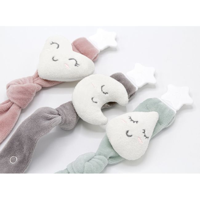 Lant pentru suzeta din material textil cu steluta BabyJem (Culoare: Gri) JEMbj_7432