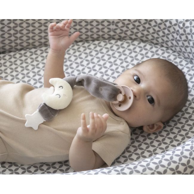 Lant pentru suzeta din material textil cu steluta BabyJem (Culoare: Gri) JEMbj_7432