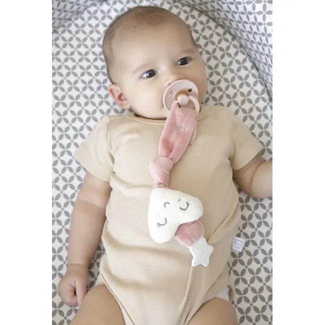 Lant pentru suzeta din material textil cu steluta BabyJem (Culoare: Gri) JEMbj_7432